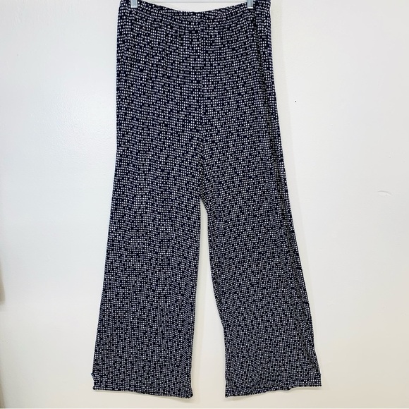 Chico 2 Pants Large Easywear Wide Leg  Pull On Navy White Abstract Boho Travel - Picture 1 of 10
